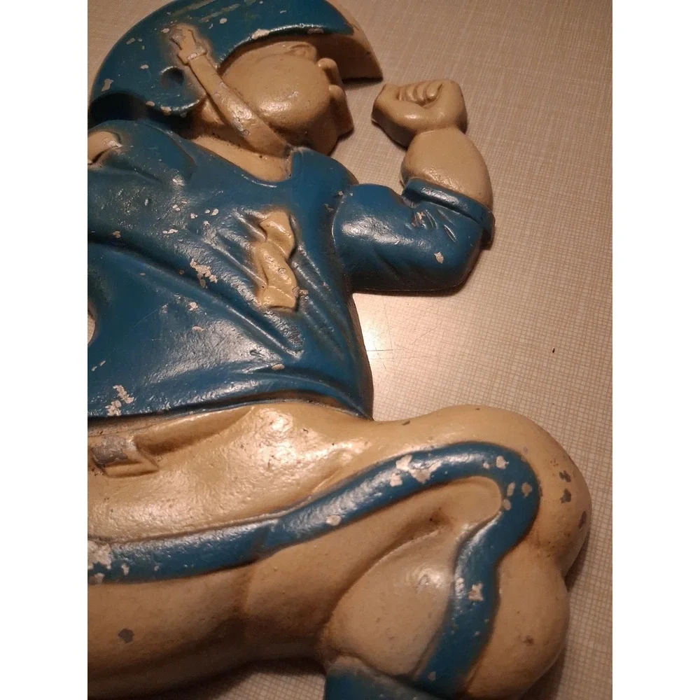 Vintage 1976 HCM Cast Aluminum Football Player Wall Plaques Pair USA